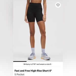 Lulu lemon Fast & Free 6” short